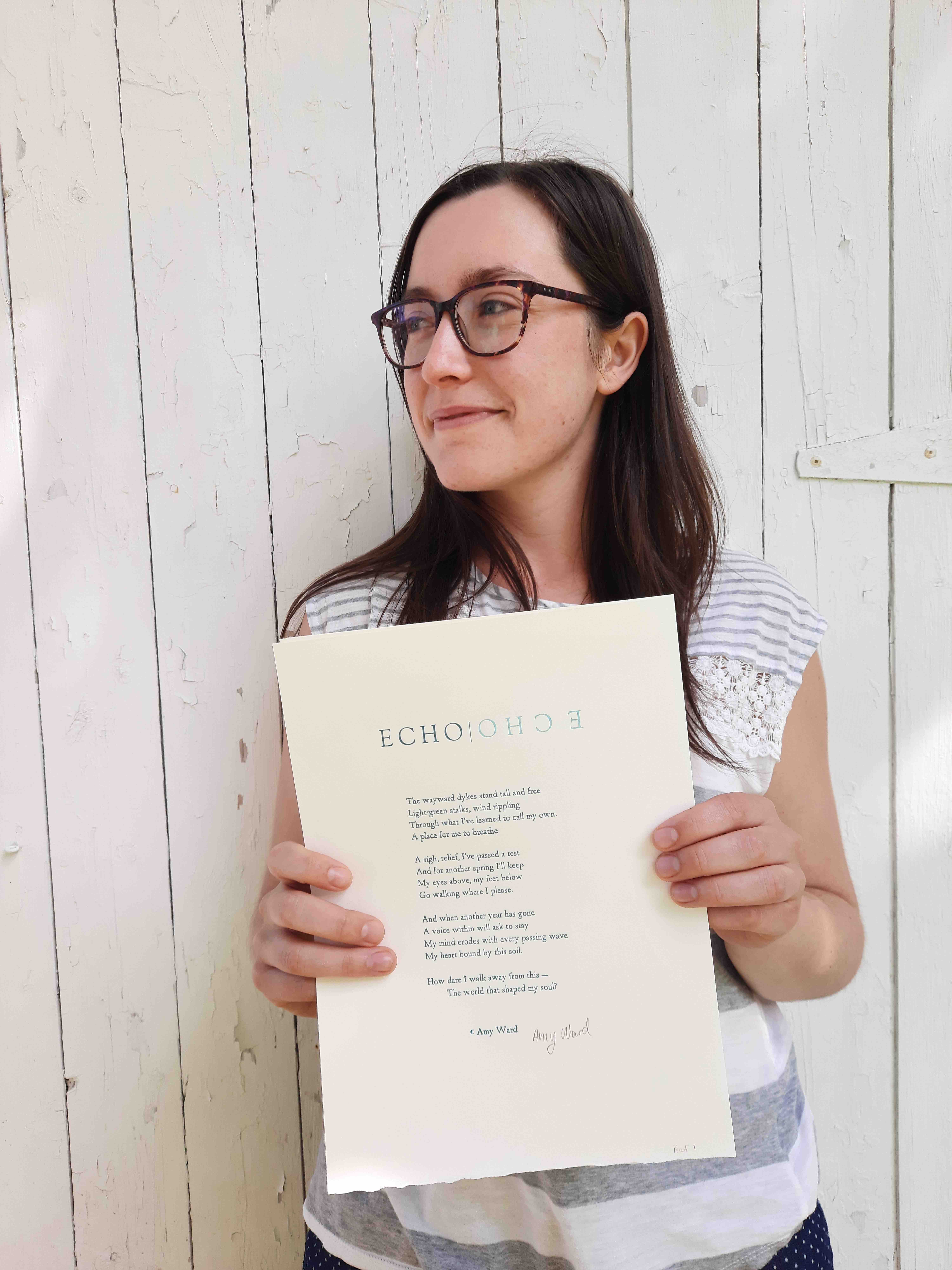 Amy Ward with her poem Echo